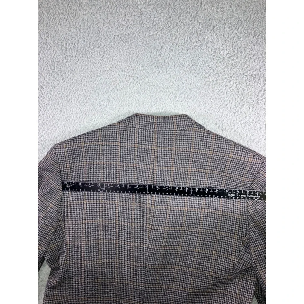 Jos A Bank Blazer Sports Coat Men 44 R Wool Tweed Houndstooth 2‎ Button Gray